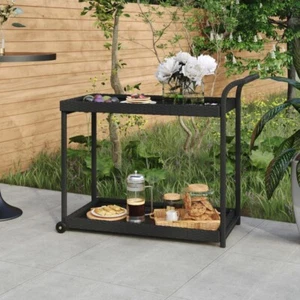 vidaXL Bar Cart Black 100x45x83 cm Poly Rattan - Picture 1 of 6