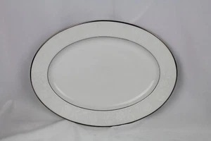 Noritake Ranier 11 1/2" Oval Serving Platter #6909 Platinum Trim Floral - Picture 1 of 3