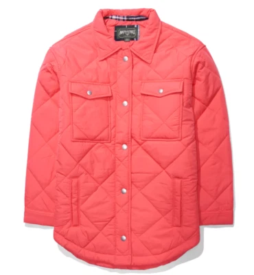 American Eagle NWOT Oversized Puffer Shacket Collared Lined Shirt Jacket Pink XS - Image 1 of 4