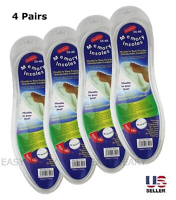 Lot 4 Pairs Memory Foam Shoe Insoles Unisex Insert Comfort Pads Foot Cushion Set • 10.95$