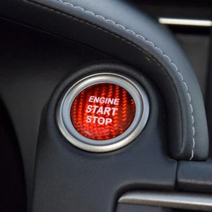 Red Carbon Fiber Engine Start Stop Button Cover Trim for Lexus IS ES GS NX300 - Foto 1 di 2
