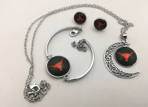 CF104 Texas Longhorn team logo set -necklace, bracelet, earrings Cover