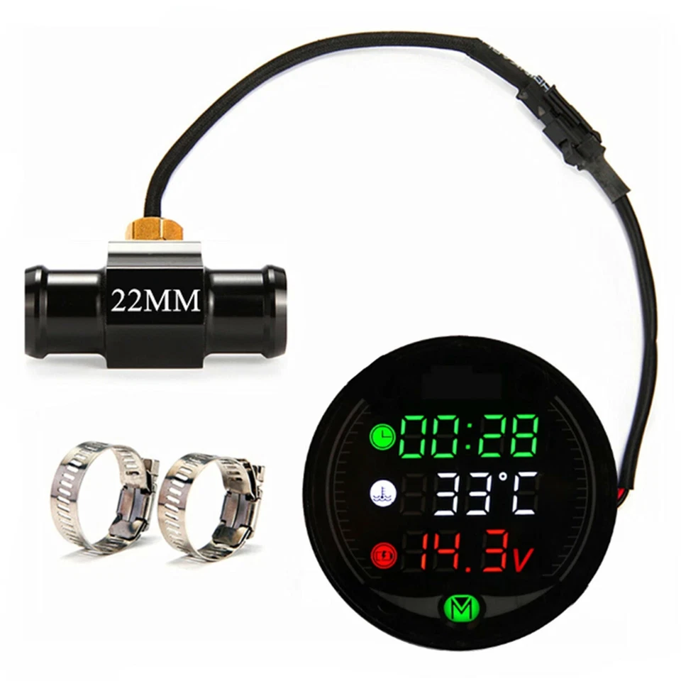 Motorcycle Thermometer Water Temperature Gauge Meter Sensor Adapter Waterproof - Image 1 of 4