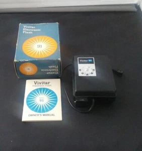 Flash Electrónico Vivitar Vintage Modelo 91 Cámara Fotografía con Caja Original - Imagen 1 de 2