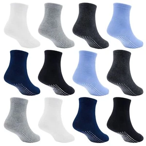 Toddler Boys Socks- Kids Grips 12 Pairs Non Slip Skids Toddlers Girls Socks w... - Picture 1 of 7
