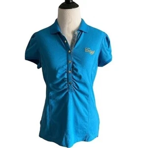 Coogi Vintage gerafftes Polo mit glamourösem Goldrand, Damengröße Large - Bild 1 von 6