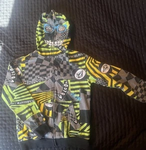 Vintage Volcom Hoodie Y2K Punk Skater All Over Print & Zip Mask Adult SMALL, YXL - Picture 1 of 12