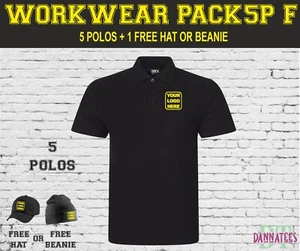 Workwear Package Printed 5xPolos Personalised * S to 8XL Mix sizes and colours - Picture 1 of 6