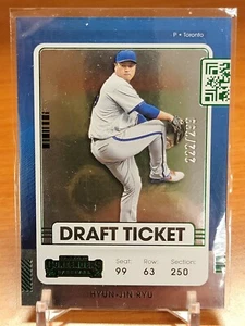 2021 Baseball Contenders Green Draft Ticket Hyun-Jin Ryu #222/299 Blue Jays - Picture 1 of 2
