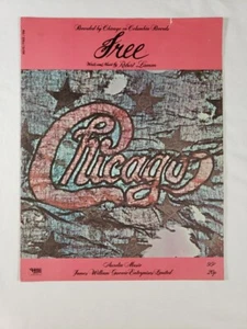 sheet music for a song called "Free" recorded by Chicago published 1970, 1971 - Picture 1 of 8
