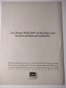 Publicidad estampada vintage años 90 Lee Jersey fibra en armario equilibrado - Imagen 1 de 3
