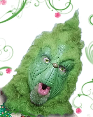 Grinch Latex Mask No Chin, Christmas Green mask,  Xmas Cosplay - Image 1 of 4