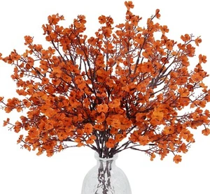 6pcs Babys Breath Silk Artificial Flowers Bulk for Decor Artificial -Orange Red - Picture 1 of 4