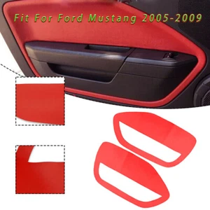 Red Front Door Panel Insert Cards Leather Cover For Ford Mustang 2005-2009 - Picture 1 of 6