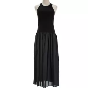 Naadam NWT Sleeveless Drop Waist Mixed Media Maxi Dress Size S in Black - Picture 1 of 8