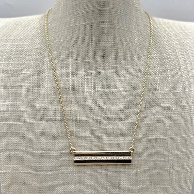 Collar Banana Republic Tono Dorado Estrás Barra Colgante Preppy Minimalista 16" Foto 1 de 4