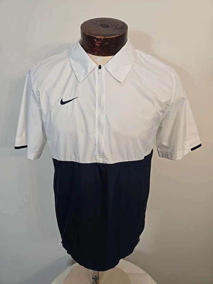 Nike Golf Mens Small Blue White Short Sleeve Windbreaker - Image 1 of 4