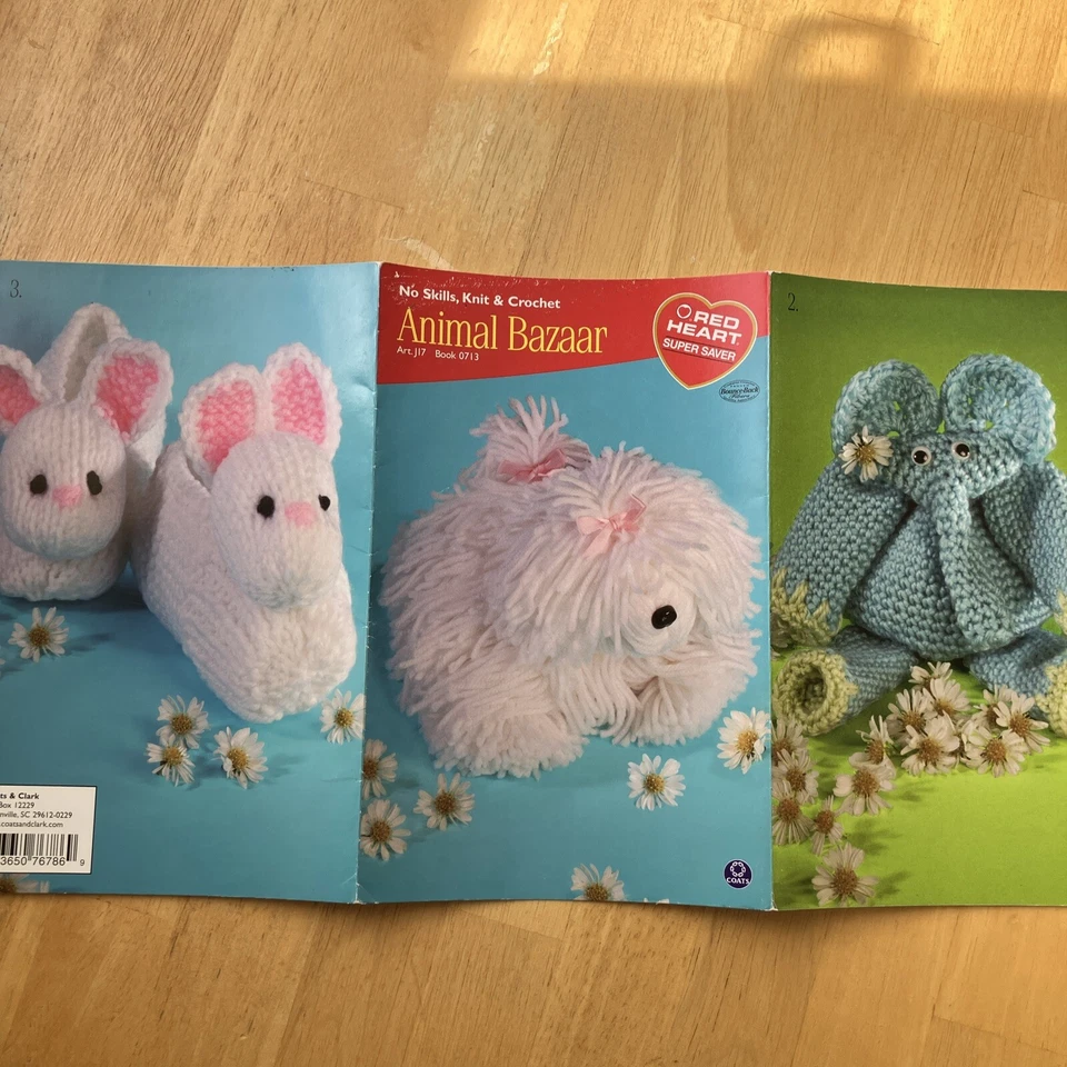 Red Heart Animal Bazaar 0713 Art J17 Crochet Knit Beginner Craft Pattern - Image 1 of 4