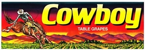 ORIGINAL VINTAGE 1970S GRAPE CRATE LABEL COWBOY VISALIA BUCKING HORSE SUNSET - Picture 1 of 1