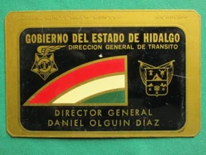 VERALTET 1960ER HIDALGO MEXICO VERKEHRSDIREKTOR MEXIKANISCHES POLIZEIABZEICHEN AUSWEIS - Bild 1 von 1