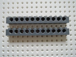 LEGO 2 x Technic Stein 3895 Lochbalken neu dunkelgrau 1x12 11 Löcher - Bild 1 von 1
