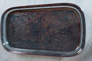 VINTAGE ONEIDA SILVER PLATED BREAD/PASTRY TRAY w/ BALL FEET Made In USA - Picture 1 of 14