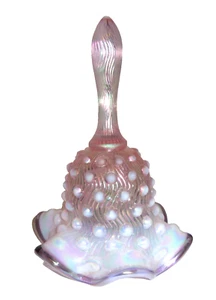 Fenton Bell Hobnail Wave Pink Opalescent Carnival Glass Ruffle Crest QVC 6.75" - Picture 1 of 5
