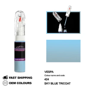 FOR VESPA SKY BLUE TRICOAT 424 Touch Up Paint Pen Brush Fix Kit Scratch Chip Set - Picture 1 of 8