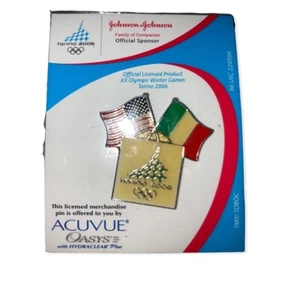 PIN Torino 2006 Winter Olympics Italy USA Flags Johnson and Johnson - Picture 1 of 1