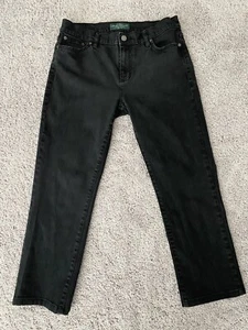 LRL Lauren Jeans Co Ralph Lauren Women's Black Denim Classic Straight Leg Sz 8P - Picture 1 of 13