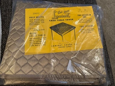 New Vintage Laminet Card Table Cover Quilted GOLD Reversible-WHITE 32”-34” - Image 1 of 4