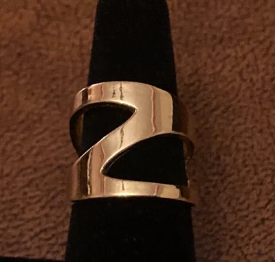 Park Lane Modernist Band Ring Gold Tone Open Work Size 7.5 Signed - Image 1 of 4