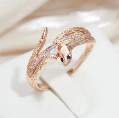 Ring Schlange vergoldet mit 585er Walzgold Zirkonia  Roségold Geschenkbox inkl. - Bild 1 von 4