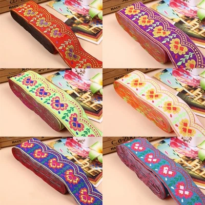 7 Yards Vintage Jacquard Embroidered Trim Border Ribbon Braid Trimmings Craft - Image 1 of 4