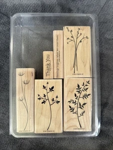 Stampin' Up! Stem Silhouettes Wood Mounted Rubber Stamp Set of 6 Retired Unused - Picture 1 of 8