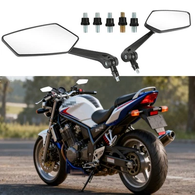 Par preto de espelhos retrovisores de motocicleta 8mm 10mm para Suzuki Bandit 400 600 1200 - Imagem 1 de 4