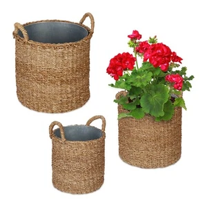 Vaso per piante in seagrass 3 pz. 42 cm Vaso decorativo in vimini Leggero - Foto 1 di 7