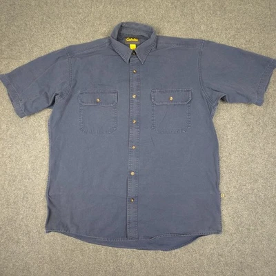Cabelas Man Shirt Mens LARGE Blue pockets Short Sleeve Button Up workwear Size L - Image 1 of 4