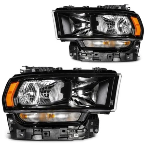 Headlights Assembly Pair For 2019-2024 Ram 2500 3500 Black Housing Left+Right - Picture 1 of 9