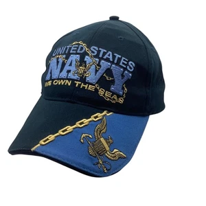 Vintage US Navy "We Own The Sea" verstellbare Baseballkappe Einheitsgröße Kette Anker Adler - Bild 1 von 3