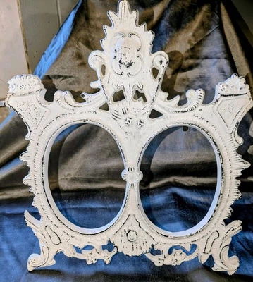 Marco ovalado doble de hierro fundido de metal sin vidrio Boho Cottage Core granja Foto 1 de 3