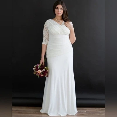 NWT Kiyonna Bridal Womens Elegant White Ruched Waist Wedding Gown Size 2X PLUS - Image 1 of 4