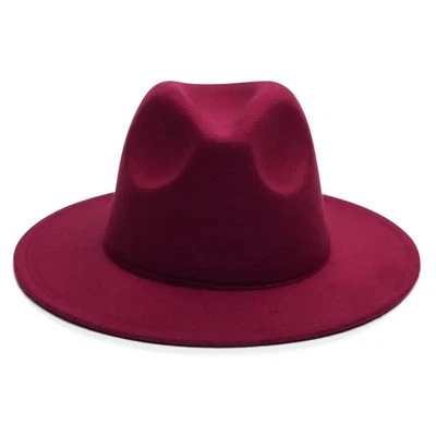 Sombrero Fedora Clásico Rojo Granate Fieltro Panamá Jazz Gorra De Colección Ala Ancha, Hombres, Mujeres Foto 1 de 4