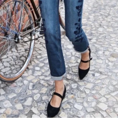 Boden Rosabel Negro Gamuza Mary Jane Punta Zapatos Planos Mujer EU38 US 7 Foto 1 de 4