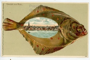 Vintage 1900 Postcard Germany Gruss aus Kiel Panoramic Embossed Photo Photograph - Picture 1 of 2