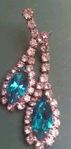 1,5" Ohrringe grün lang Strass Kristall für durchbohrte Ohren  - Bild 1 von 4