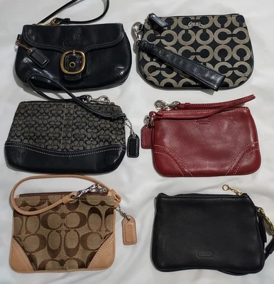 Coach *AS IS Clean Me* Wristlet Wallets Lot Of 6 Leather & Fabric Small To Large - Image 1 of 4