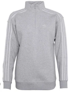 Adidas Originals Womens Embroidered 1/4 Zip Top Light Grey Heather UK 4 - Picture 1 of 1