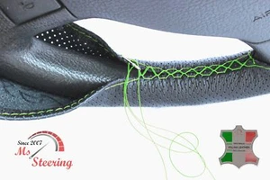 PARA GMC SERIE C/K TRK 93-13 CUBIERTA VOLANTE CUERO NEGRO PERF VERDE STIT - Imagen 1 de 6