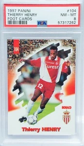 1997 Panini Foot Cards #104 Thierry Henry Arsenal Rookie PSA 8 - Picture 1 of 2